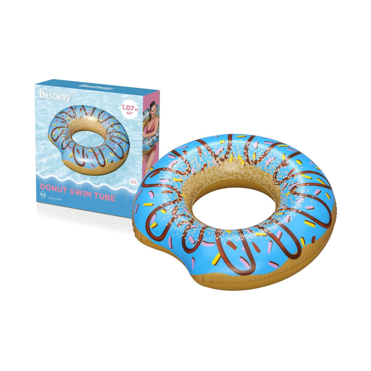 Koło do pływania Best Way Donut Pączek Niebieski 107 cm (17028)