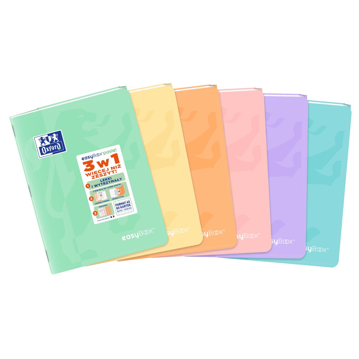 Zeszyt Oxford EASYBOOK PASTEL A5 60k. 90g krata (400161235)