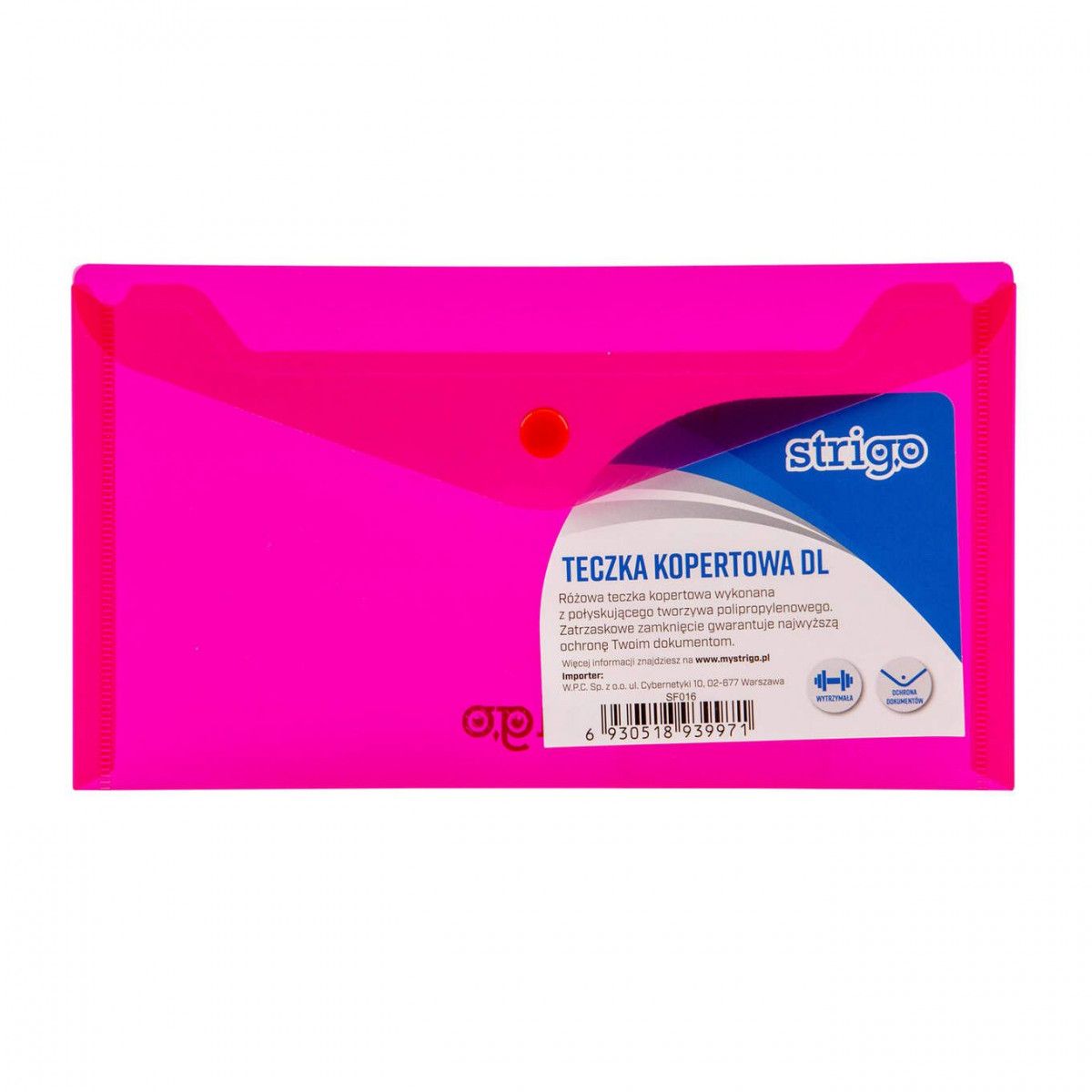 Teczka plastikowa na zatrzask DL różowy Strigo (SF016)