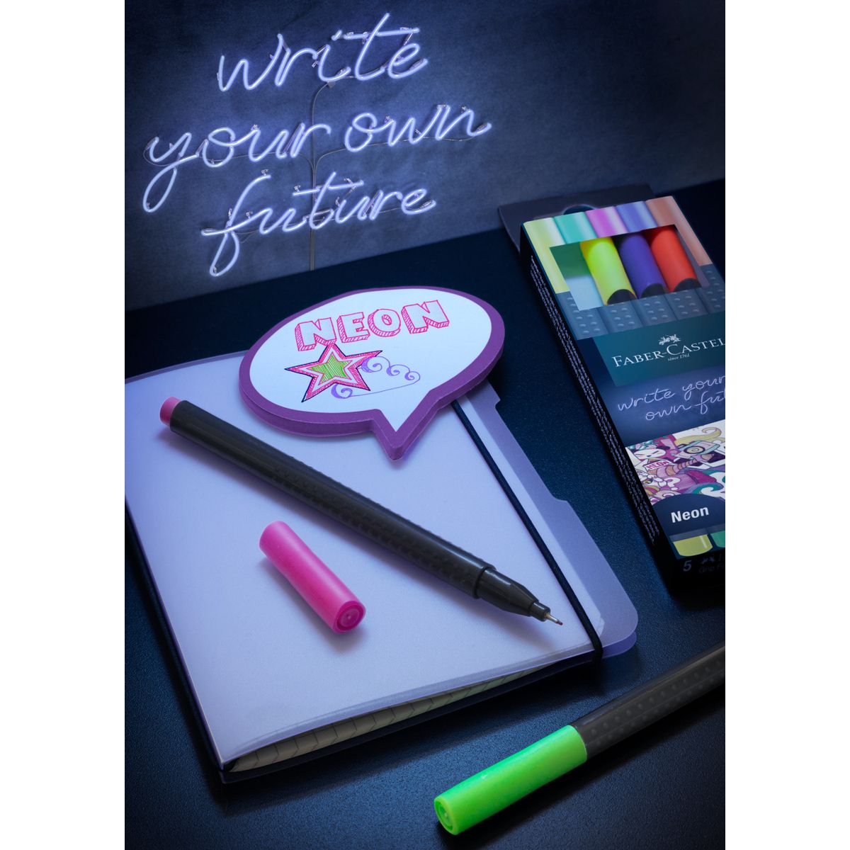 Cienkopis Faber Castell neonowy mix 0,4mm 5kol. (151603 FC)