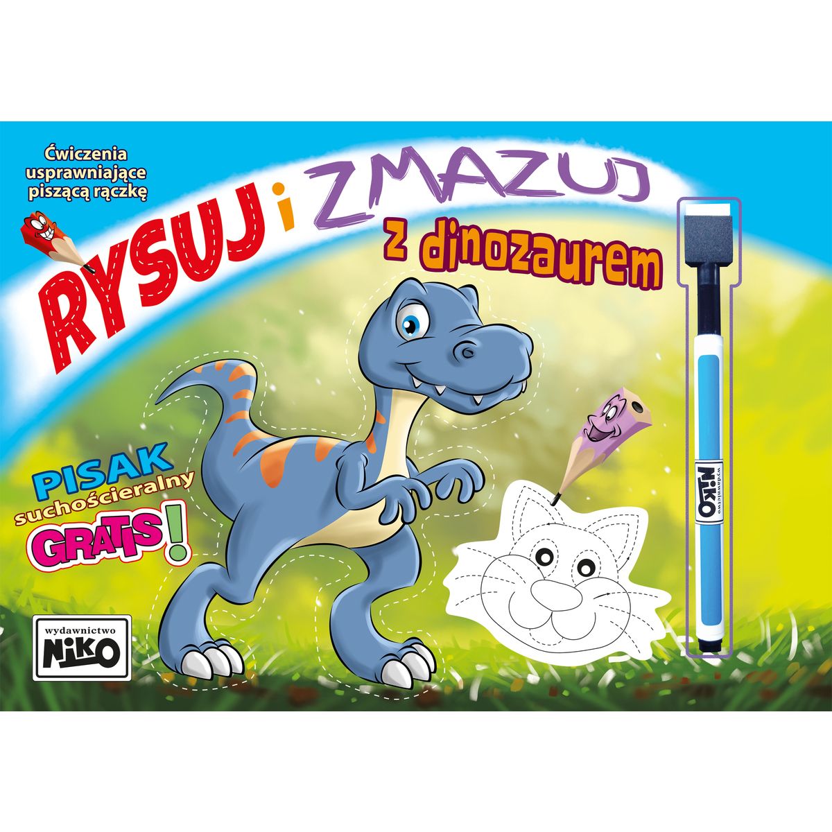 Książeczka edukacyjna Niko rysuj i zmazuj z Dinozaurem