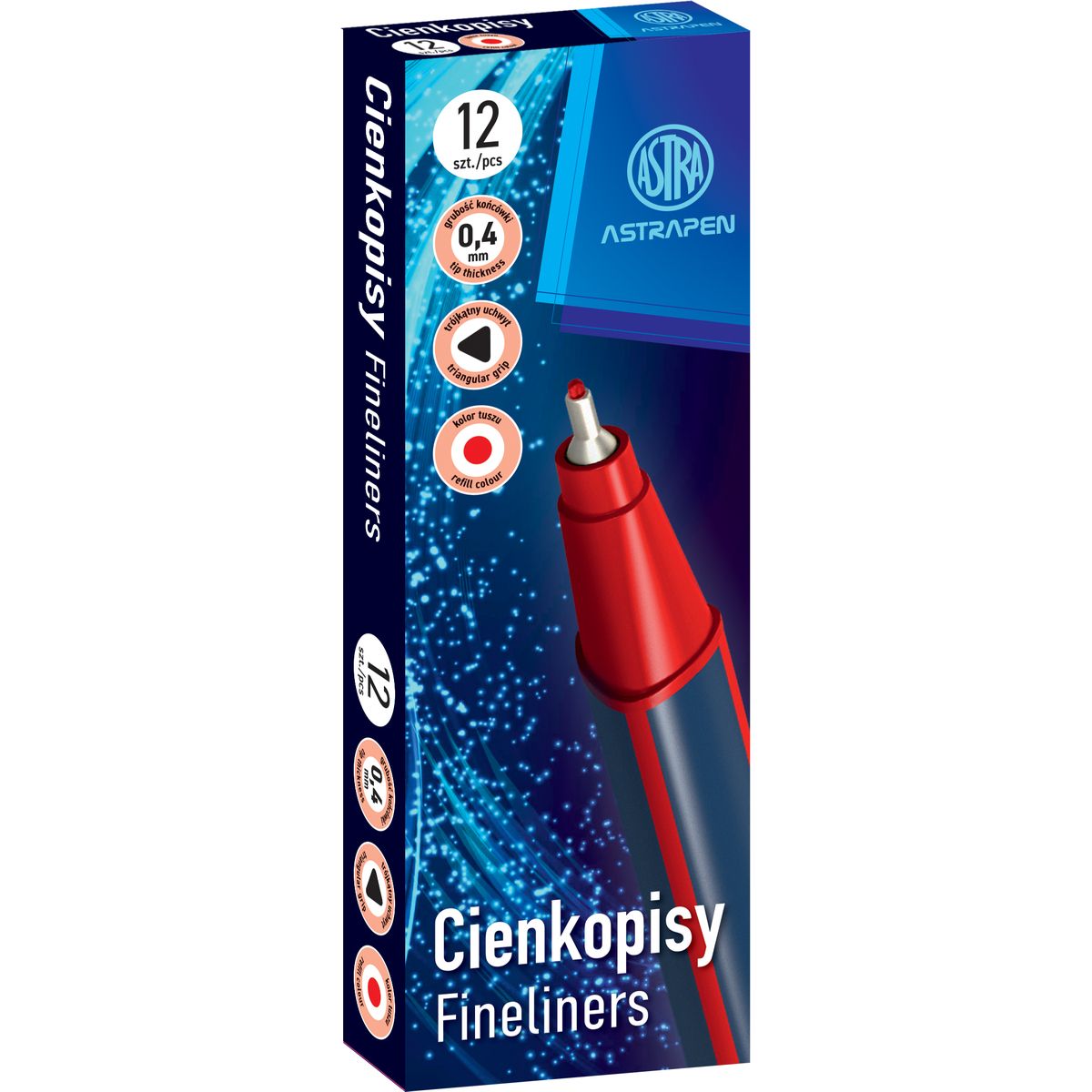 Cienkopis Astrapen trójkątne czerwony 0,4mm 1kol. (202023007)