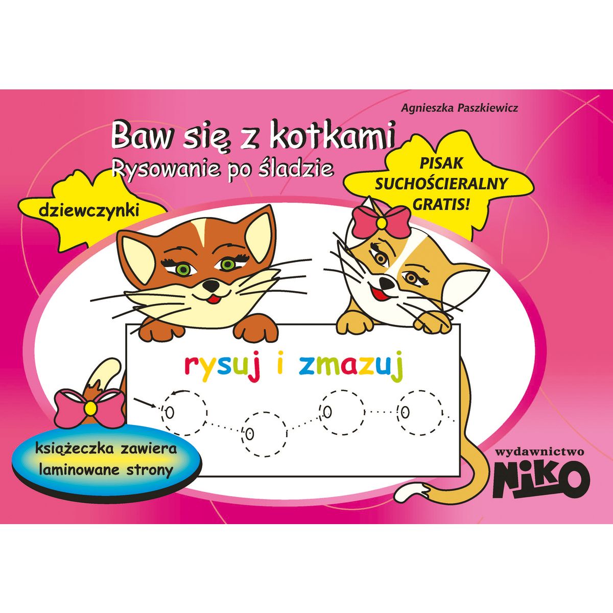 Książeczka edukacyjna BAW SIĘ Z KOTKAMI RYSOWANIE PO  ŚLADZIE (NIKO0029)