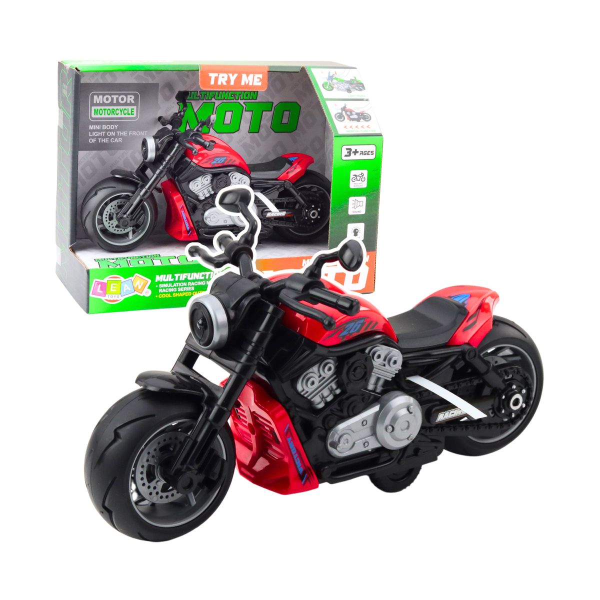 Motocykl Lean Na Baterie Napęd Światła Dźwięki Czerwony (24208)