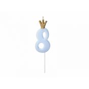 Świeczka urodzinowa Partydeco Cyferka 8, jasny niebieski, 9.5cm (SCU6-8-001J)