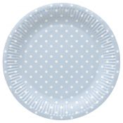 Talerz jednorazowy Paw Dots Light Blue tektura śr. 230mm 8 szt (PPL8002205)