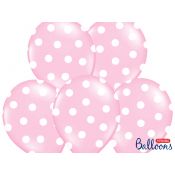 Balon gumowy Partydeco Kropki, Pastel Baby Pink różowy 300mm (SB14P-223-081JW)