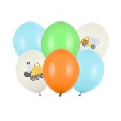 Balon gumowy Partydeco Pojazdy budowlane (1 op. / 6 szt.) mix 300mm 30cal (SB14P-334-000-6)