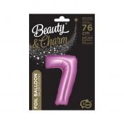 Balon foliowy Godan Beauty&Charm Cyfra 7 satynowy róż 76cm (CH-BSR7)