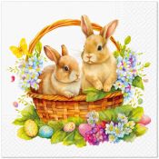 Serwetki Paw TaT Wielkanoc Bunnies In Basket mix bibuła [mm:] 330x330 (TL126700)