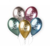 Balon gumowy Happy Birthday 5szt. mix 13cal Godan (GBS120/798)