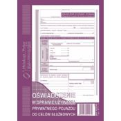 Druk offsetowy Michalczyk i Prokop oświadczenie w sprawie używania prywatnego pojazdu do celów służbowych A5 40k. (811-3)