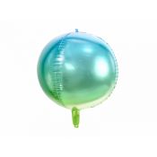 Balon foliowy Partydeco Kula ombre, niebiesko-zielony, 35cm 14cal (FB39-001)