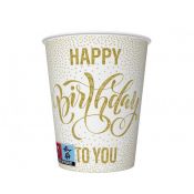 Kubek jednorazowy Godan Happy Birthday Dotted Gold 250ml (KM01_OG_055101)