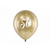 Balon gumowy Partydeco Glossy 50 urodziny złoty 300mm (CHB14-1-50-019-6)