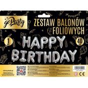 Balon foliowy Antella zestaw balonów 13 elementów Happy Birthday srebrne