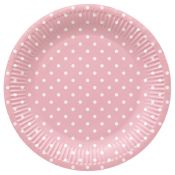 Talerz jednorazowy Paw Dots Light Pink tektura śr. 230mm 8 szt (PPL8002204)