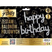 Balon foliowy Antella zestaw balonów 13 elementów Happy Birthday srebrne