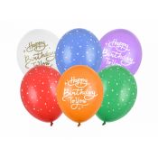 Balon gumowy Partydeco Happy Birthday To You, mix (1 op. / 6 szt.) mix 300mm (SB14P-320-000-6)