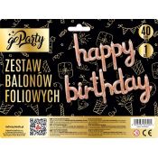 Balon foliowy Antella zestaw balonów 13 elementów Happy Birthday rose gold