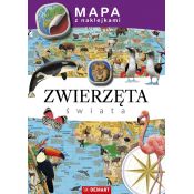Mapa ścienna Demart Mapy z naklejkami. Zwierzęta świata