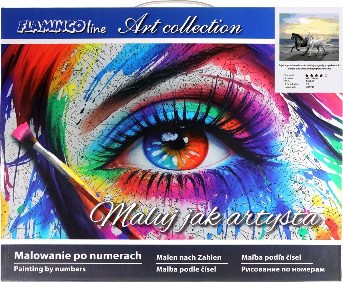 Zestaw kreatywny Flamingo Line Malowanie po numerach 40x50cm Konie (FSY246)