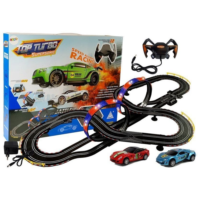 Tor wyścigowy Lean 1:43 2 Autka Top Turbo Światła 7,6 m długości (6949)