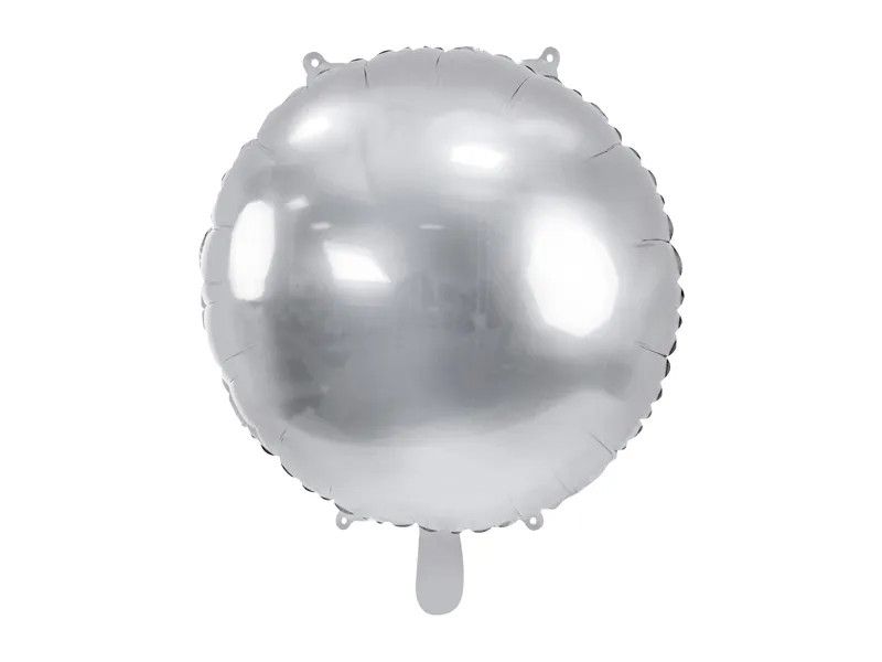 Balon foliowy Partydeco okrągły Pastylka srebrny 18cal (FB176-018)
