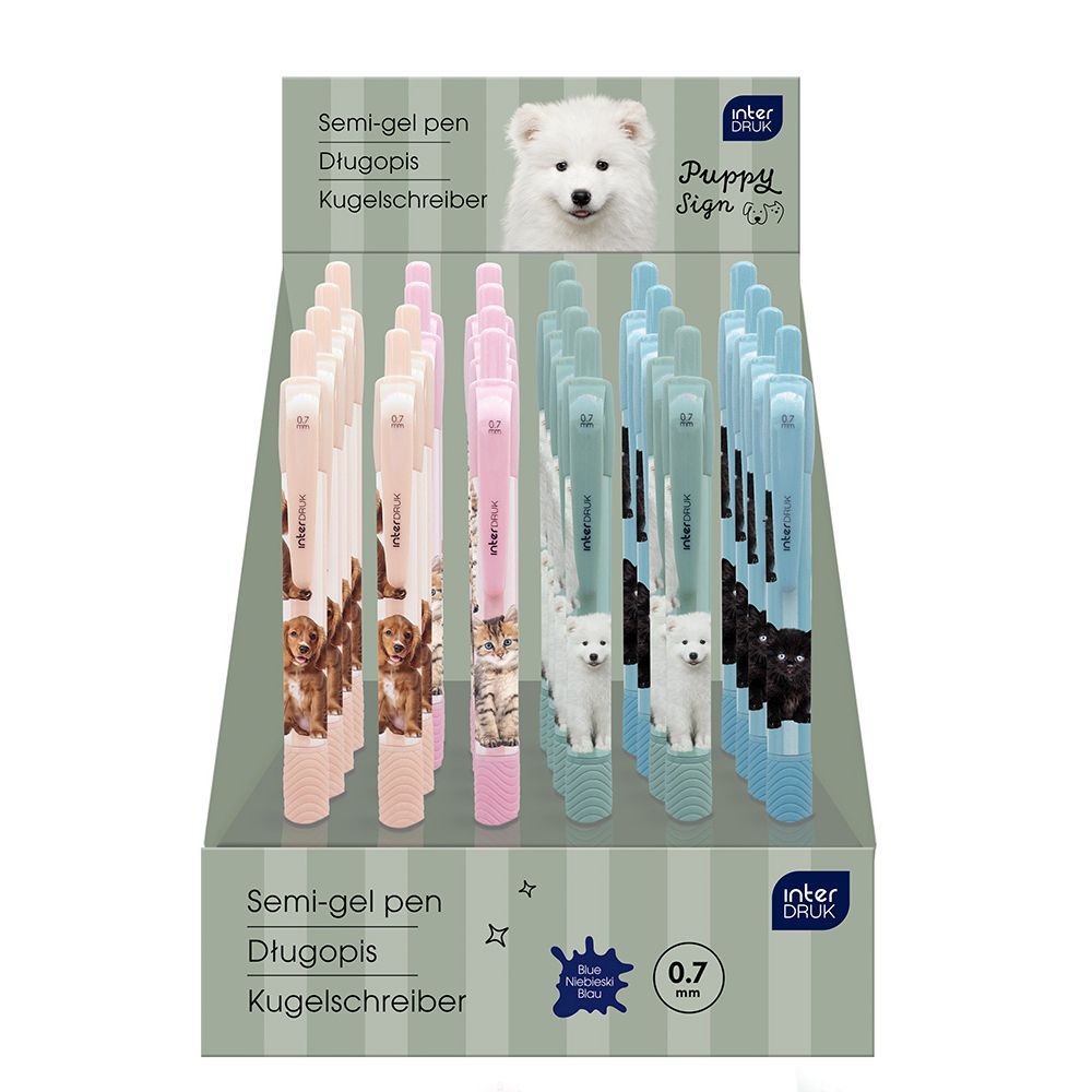 Długopis żelowy PUPPY SIGN zgripem niebieski 0,7mm Interdruk (żelowy)
