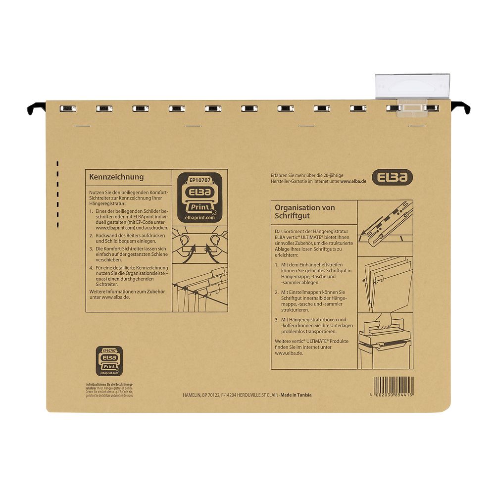 Skoroszyt Elba Vertic Ultimate wiszący A4 brązowy karton 230g (100081039)
