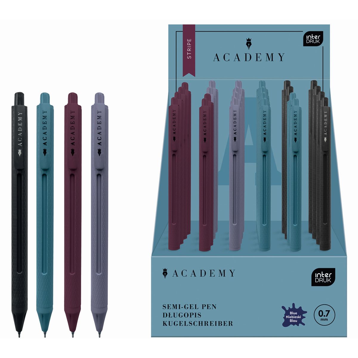 Długopis żelowy ALPHA ACADEMY automatyczny z gripem niebieski 0,7mm Acco (żelowy)