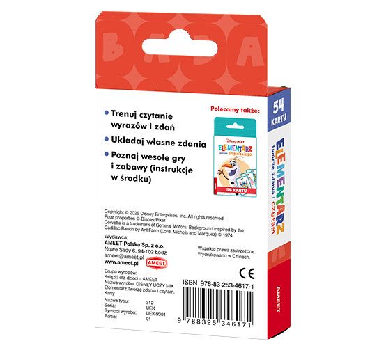 Książeczka edukacyjna Ameet Disney Uczy. Tworzę zdania i czytam. Karty (UEK 9301)