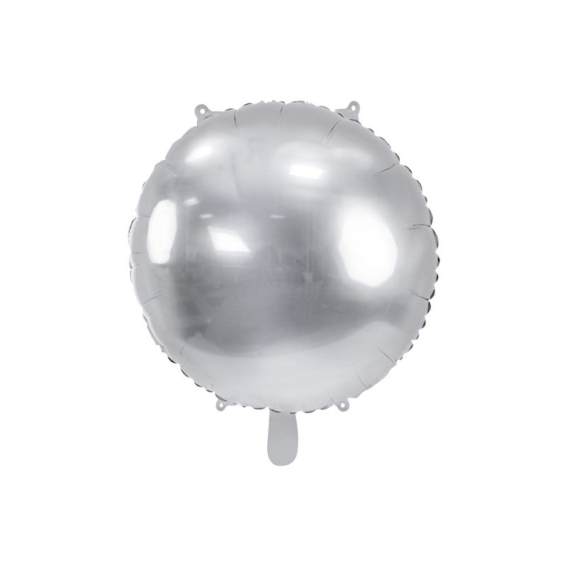 Balon foliowy Partydeco okrągły Pastylka srebrny 18cal (FB176-018)