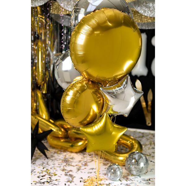 Balon foliowy Partydeco okrągły Pastylka srebrny 24cal (FB177-018)