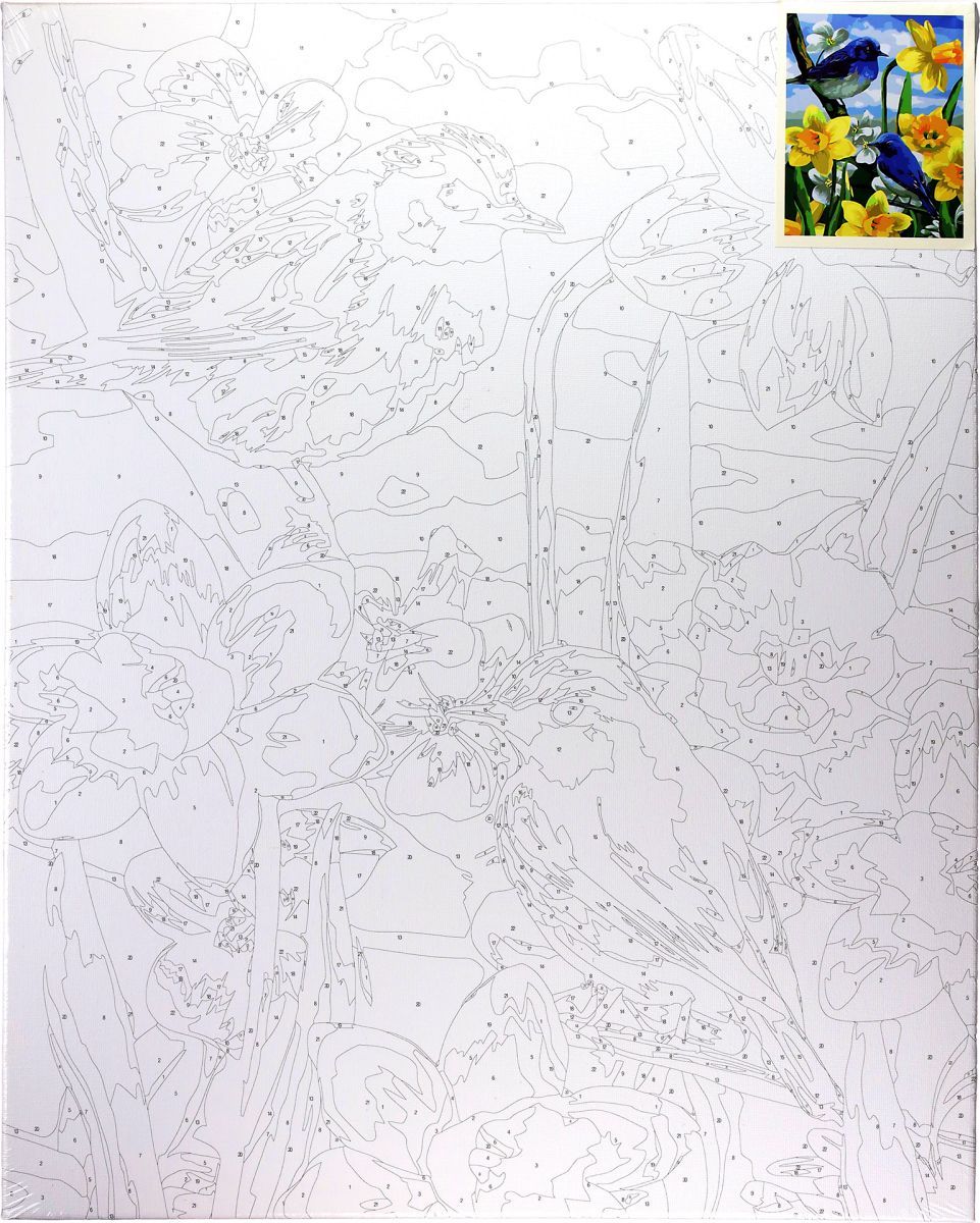Zestaw kreatywny Flamingo Line Malowanie po numerach 40x50cm Ptaszki na żonkilach (FSY689)