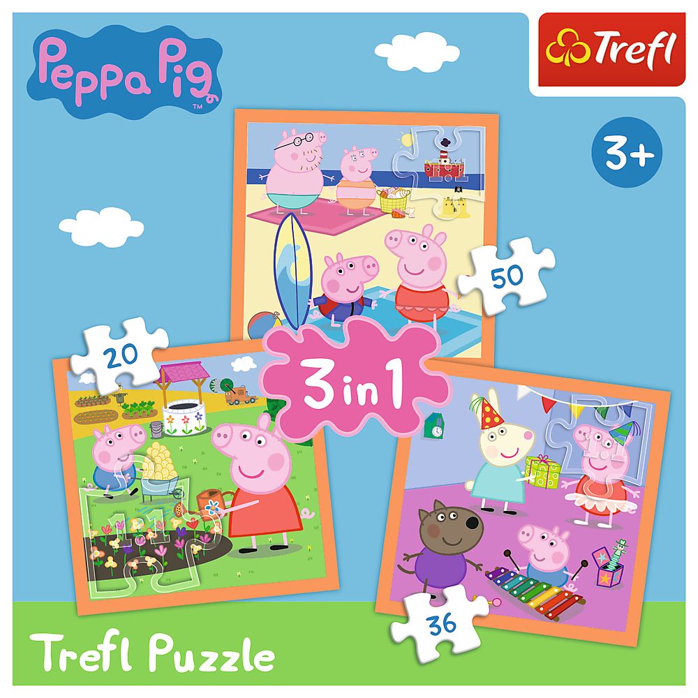 Puzzle Trefl Pomysłowa Świnka Peppa 3w1 el. (34852)