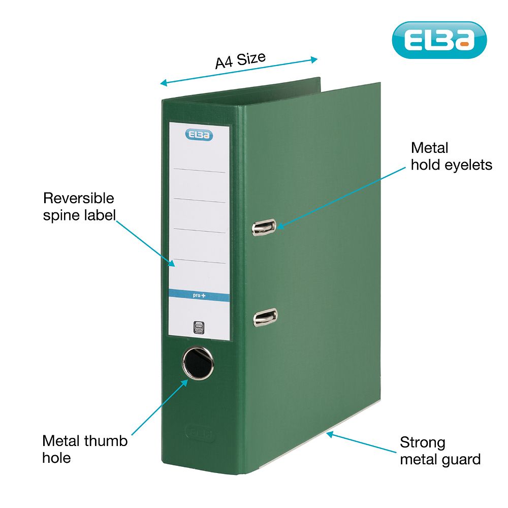 Segregator dźwigniowy Elba 8 cm Pro+ A4 80mm zielony (100202174)