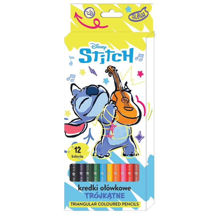 Kredki ołówkowe Beniamin Stitch trójkątne 12 kol.
