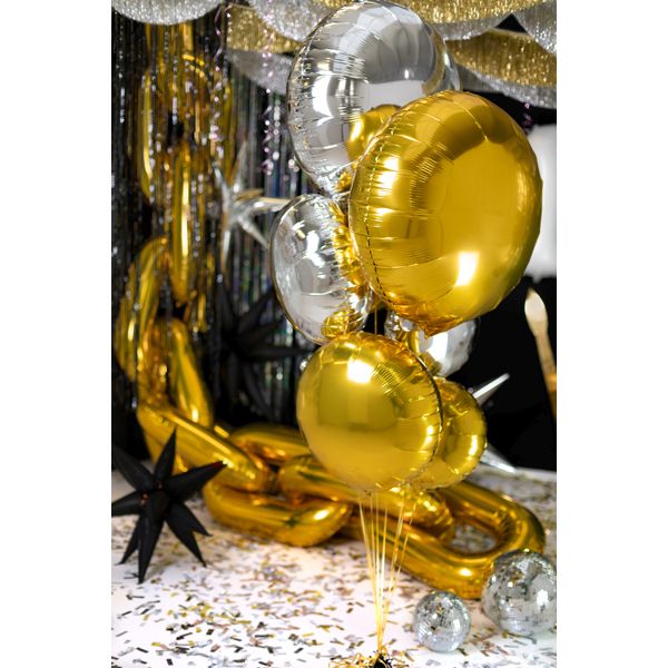 Balon foliowy Partydeco okrągły Pastylka srebrny 24cal (FB177-018)