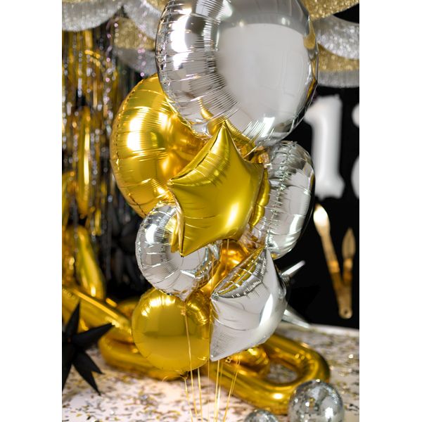 Balon foliowy Partydeco okrągły Pastylka srebrny 18cal (FB176-018)