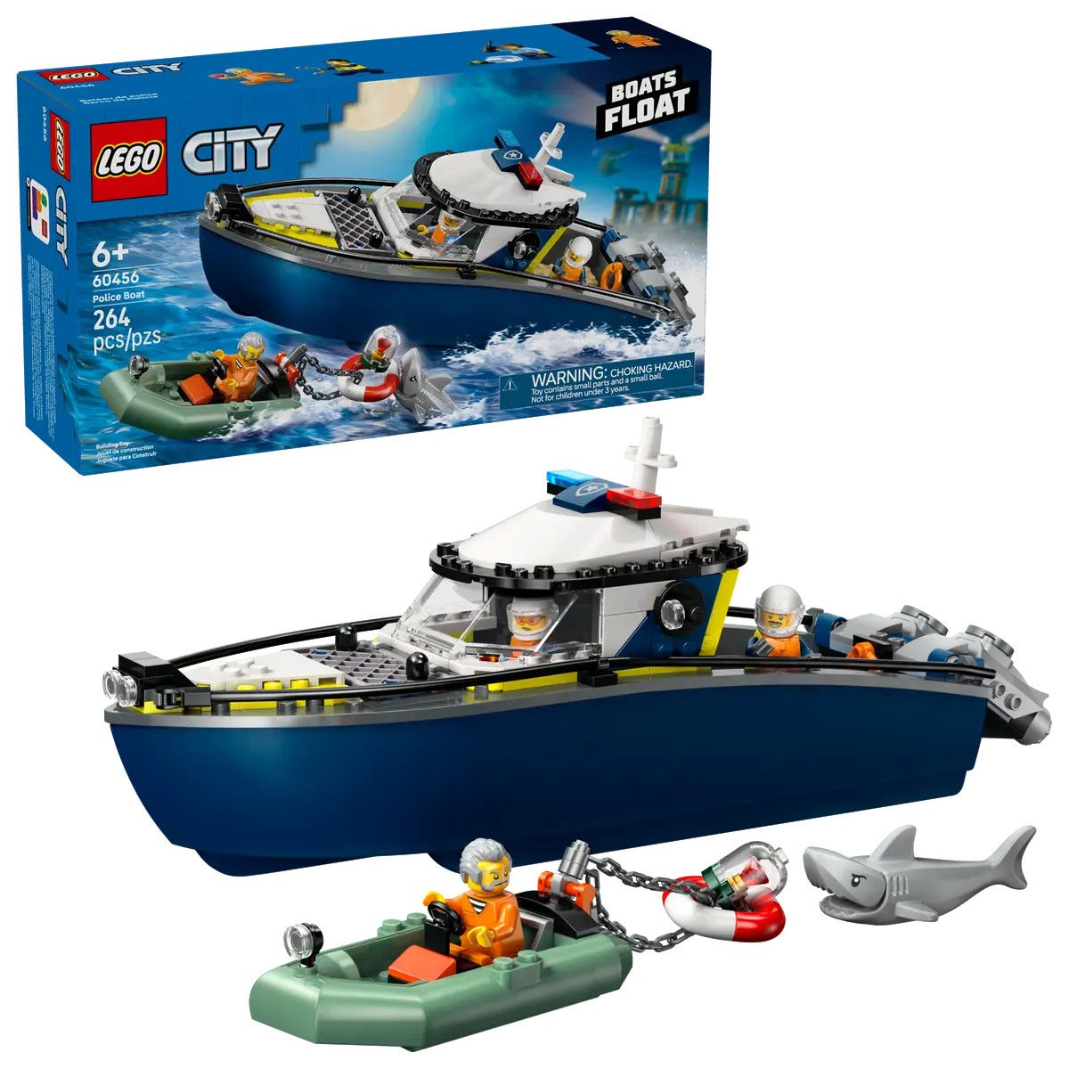 Klocki konstrukcyjne Lego City Pościg łodzią policyjną (60456)