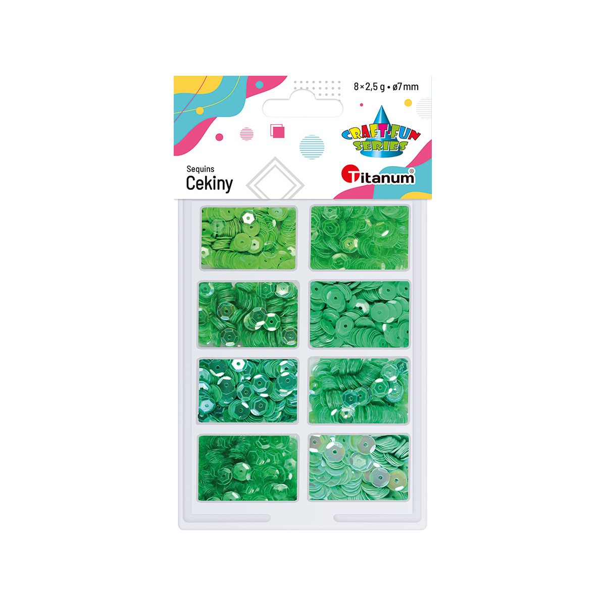 Cekiny Titanum Craft-Fun Series 8 kolorów zielone 2,5g (3G8P 160162)