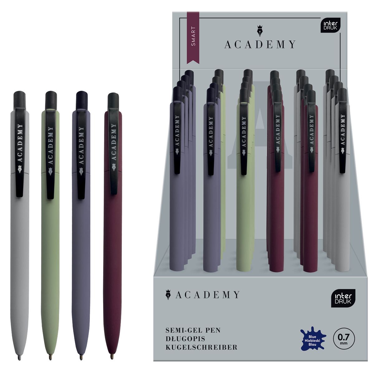 Długopis Interdruk SMART aCADEMY metalowy niebieski 0,7mm (żelowy)