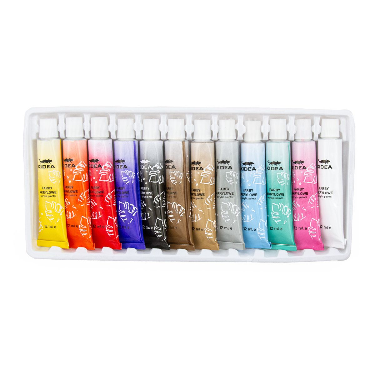 Farby akwarelowe Kidea metaliczne 12ml 12 kolor. (FAAM12KA)