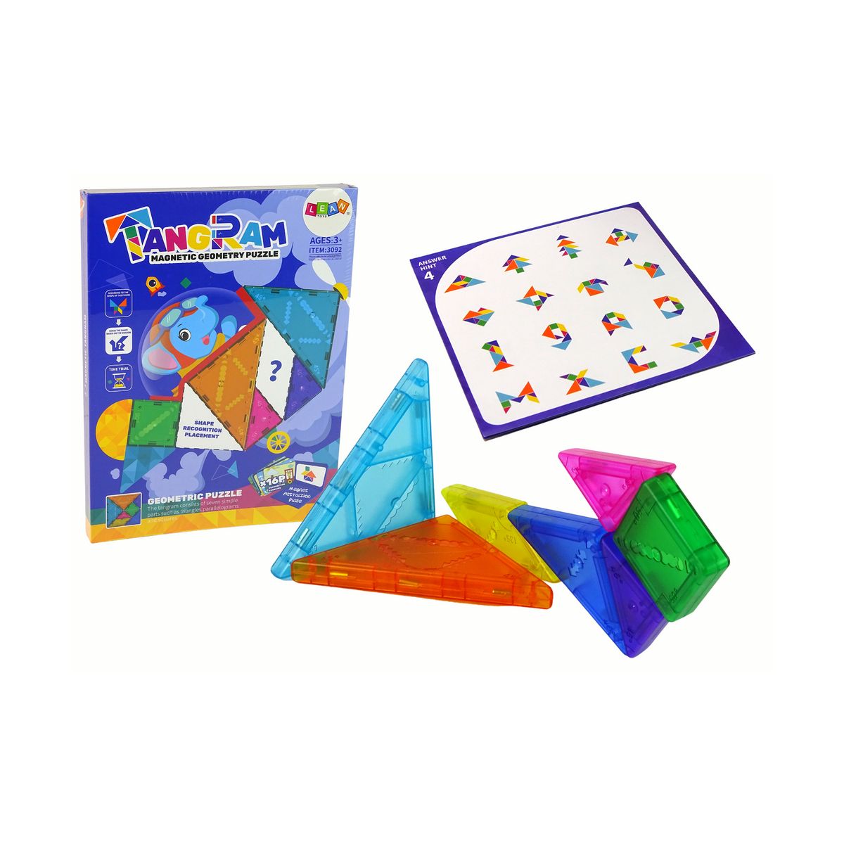 Układanka Lean Tangram 7 Magnetycznych Klocków Puzzle Kolorowe (14113)