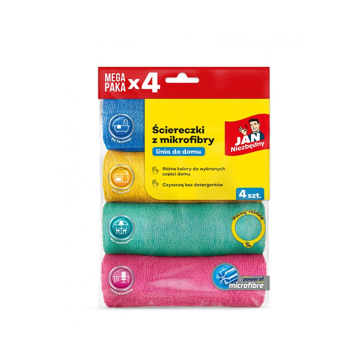 Ścierka Jan Niezbędny z mikrofibry 4 sztuki mikrofibra [mm:] 300x300 (SA-JN-355832)