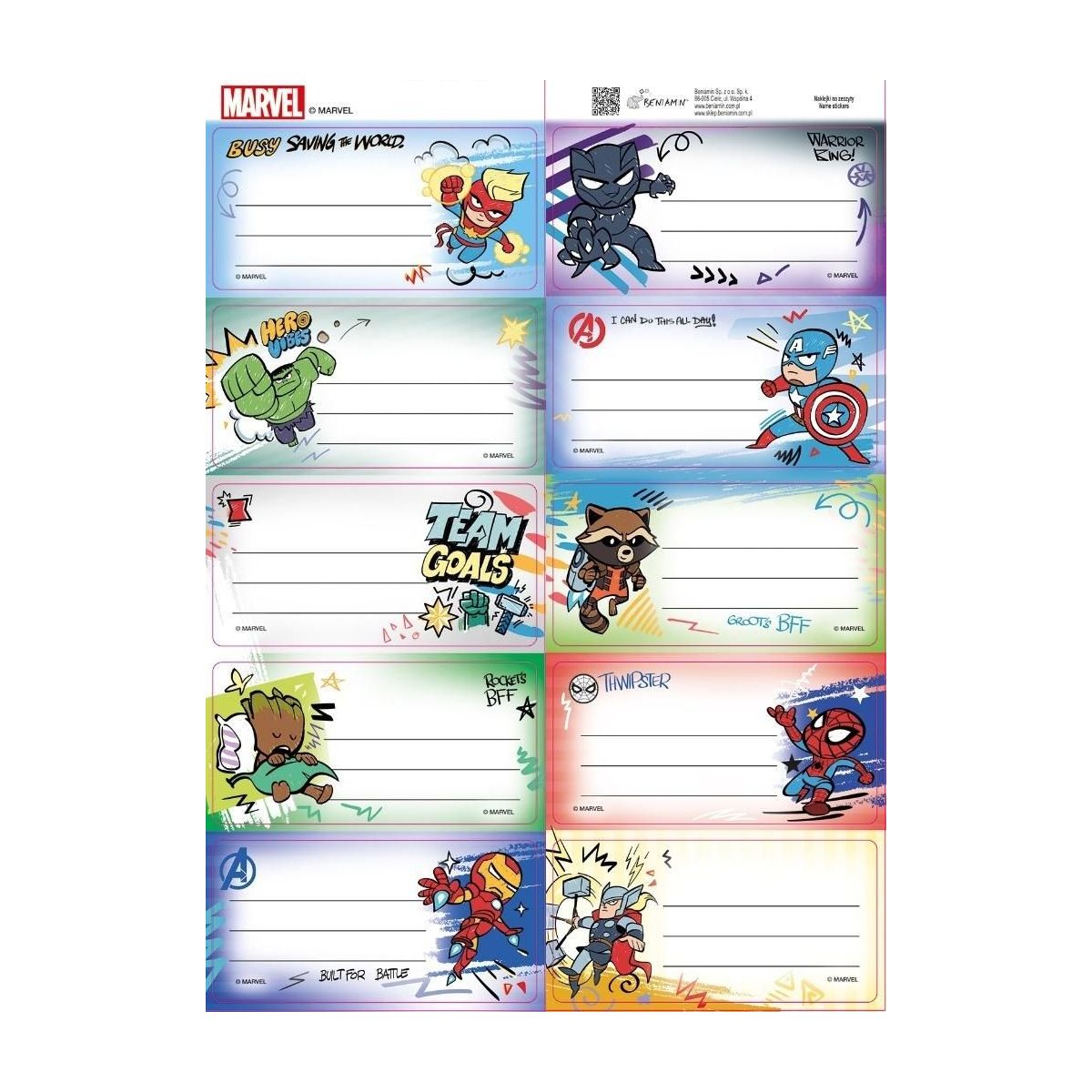Naklejka na zeszyt Beniamin Avengers