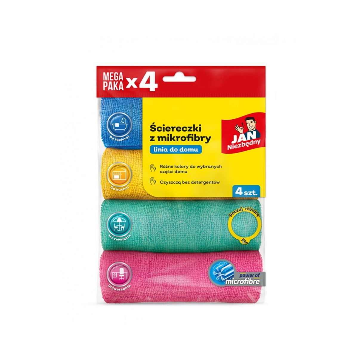 Ścierka Jan Niezbędny z mikrofibry 4 sztuki mikrofibra [mm:] 300x300 (SA-JN-355832)